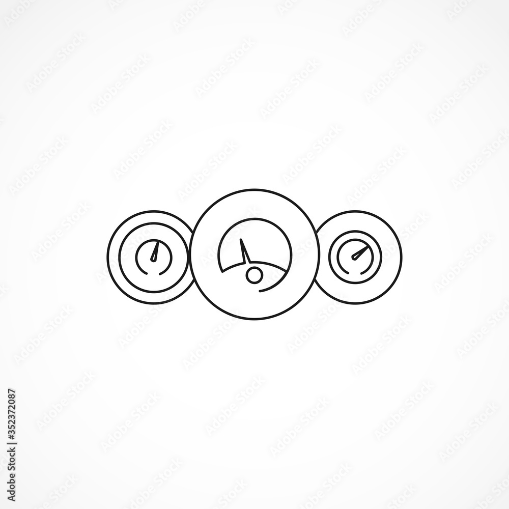 car dashboard line icon. speedometer isolated line icon