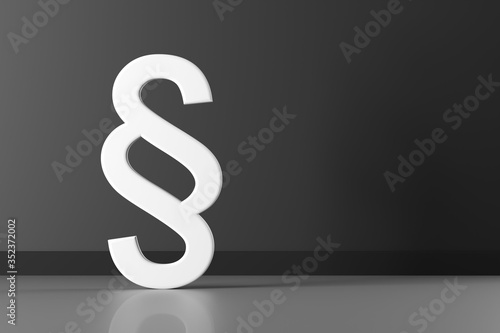 Fotografia White section sign on room background with concrete floor, law, justice or legal