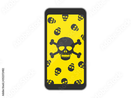 ウイルス感染したスマートフォンのイラスト