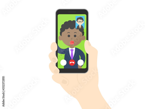 テレビ電話をするビジネスマンのイラスト