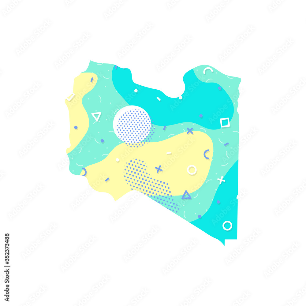 Fototapeta premium Libya map Memphis country Africa map illustration vector African isolated on white background 