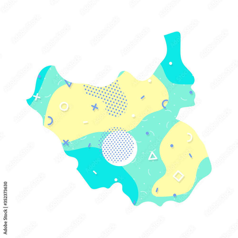 Fototapeta premium South Sudan map Memphis country Africa map illustration vector African isolated on white background 