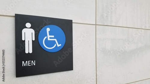 Signage for men restroom in public area