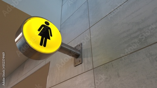 Signage for women restroom in public area