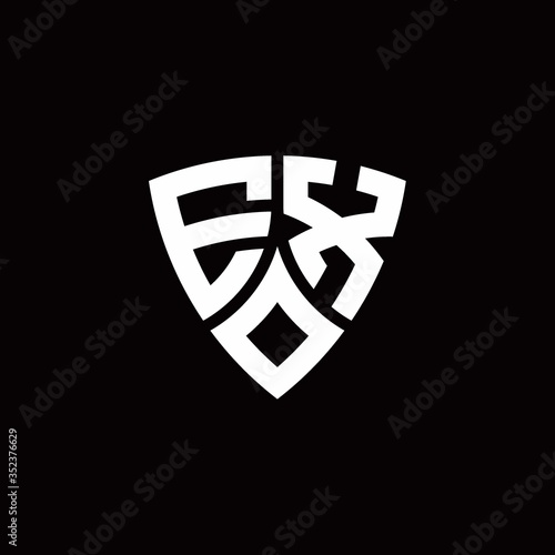 EX monogram logo with modern shield style design template