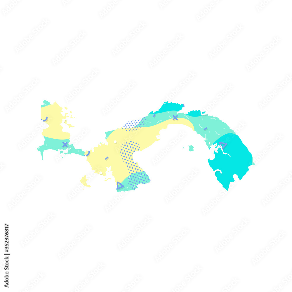 Obraz premium Panama map Memphis country America map illustration vector American isolated on white background 