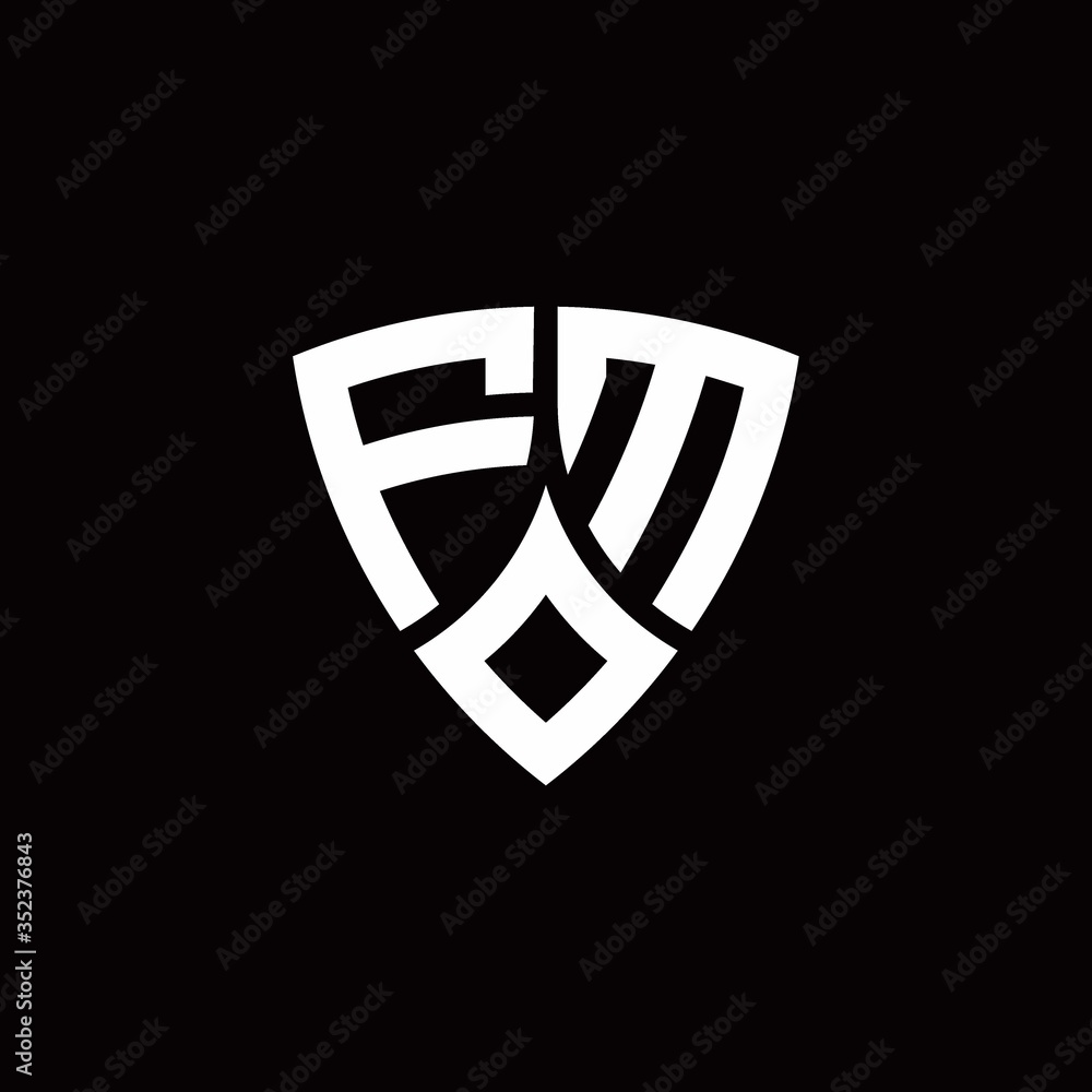 FM monogram logo with modern shield style design template FM monogram logo with modern shield style design template