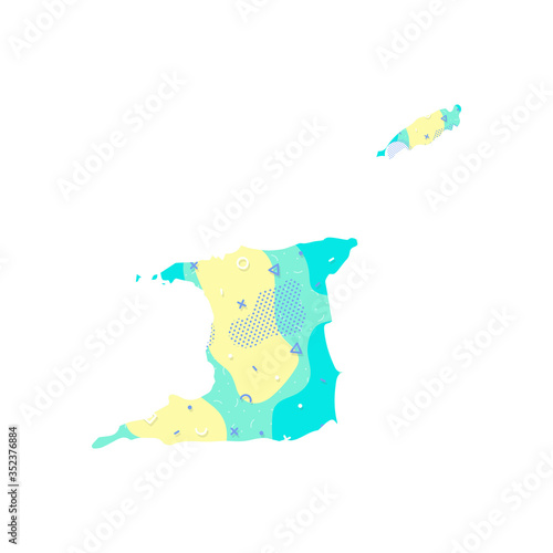 Trinidad and Tobago map Memphis country America map illustration vector American isolated on white background 