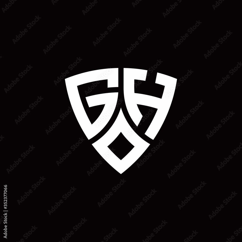 GH monogram logo with modern shield style design template GH monogram logo with modern shield style design template