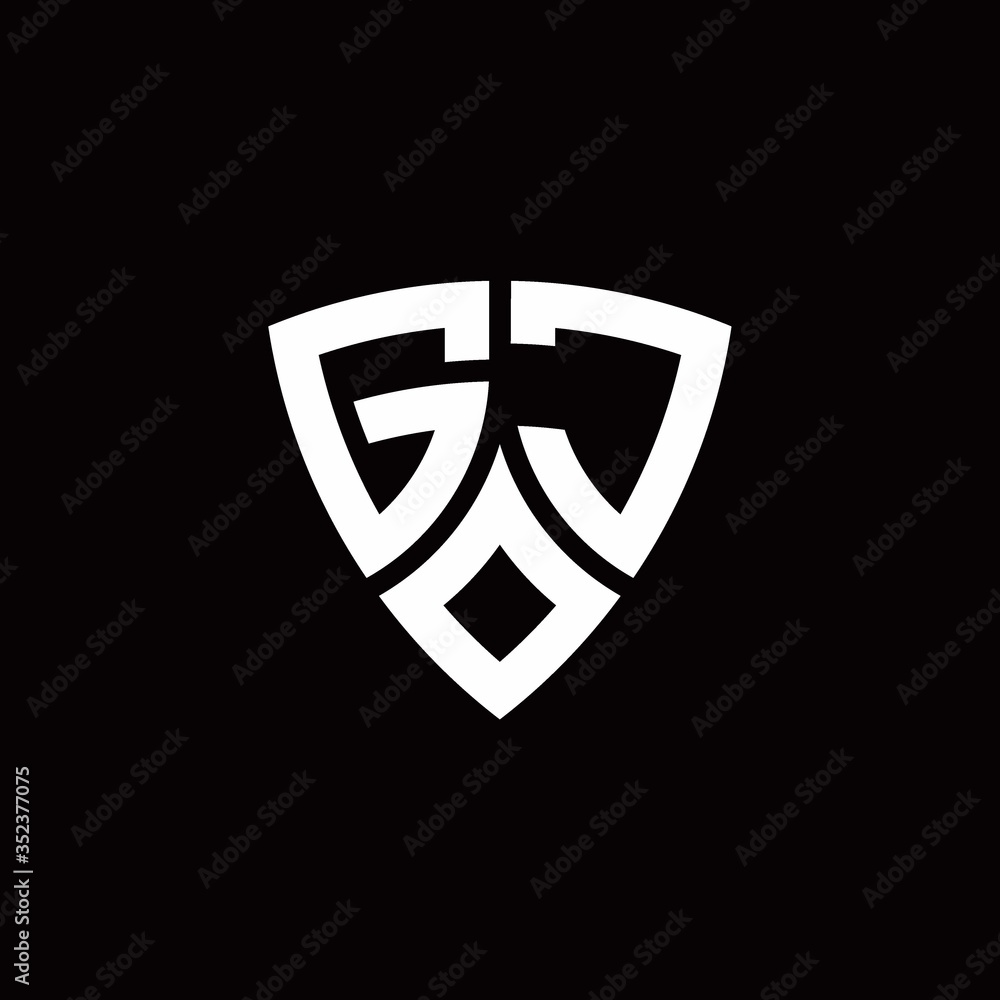 GJ monogram logo with modern shield style design template GJ monogram logo with modern shield style design template