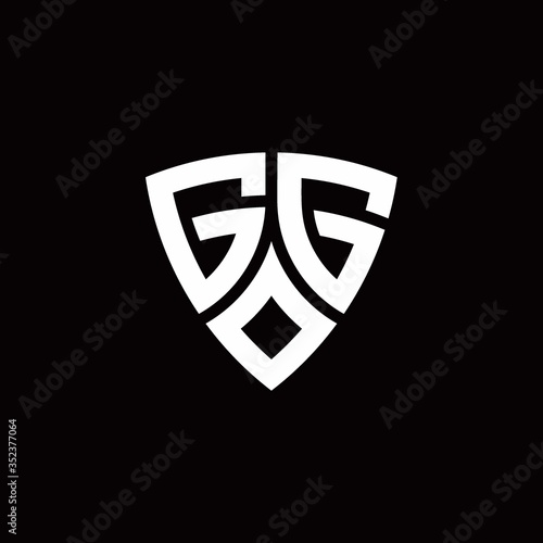GG monogram logo with modern shield style design template