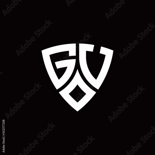 Free Download GU monogram logo with modern shield style design template - GFXLoad