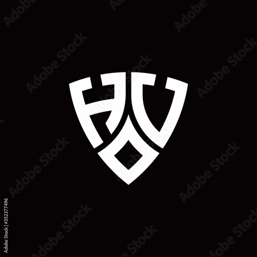 Free Download HU monogram logo with modern shield style design template - GFXLoad