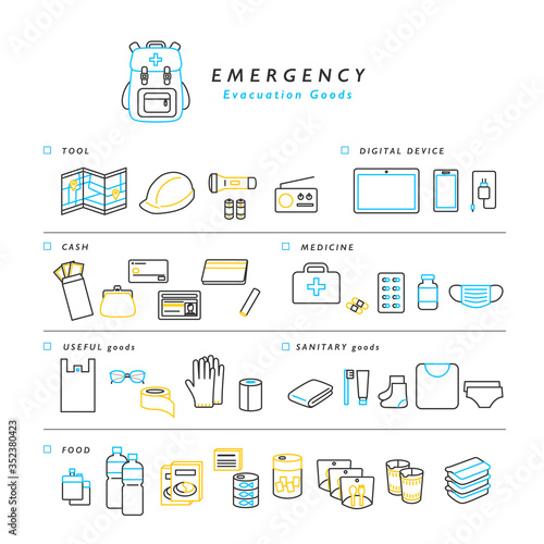 非常用持ち出し袋・防災グッズ
タ