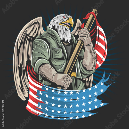 eagle america USA army soldier artwork vector for veterans day, independence day or memorial day