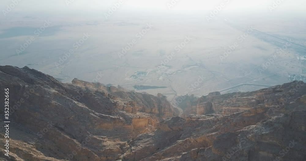 Scenic View At The Summit In Jebel Hafeet In Al Ain, Abu Dhabi, United Arab Emirates. - aerial drone shot Scenic View At The Summit In Jebel Hafeet In Al Ain, Abu Dhabi, United Arab Emirates. - aerial drone shot