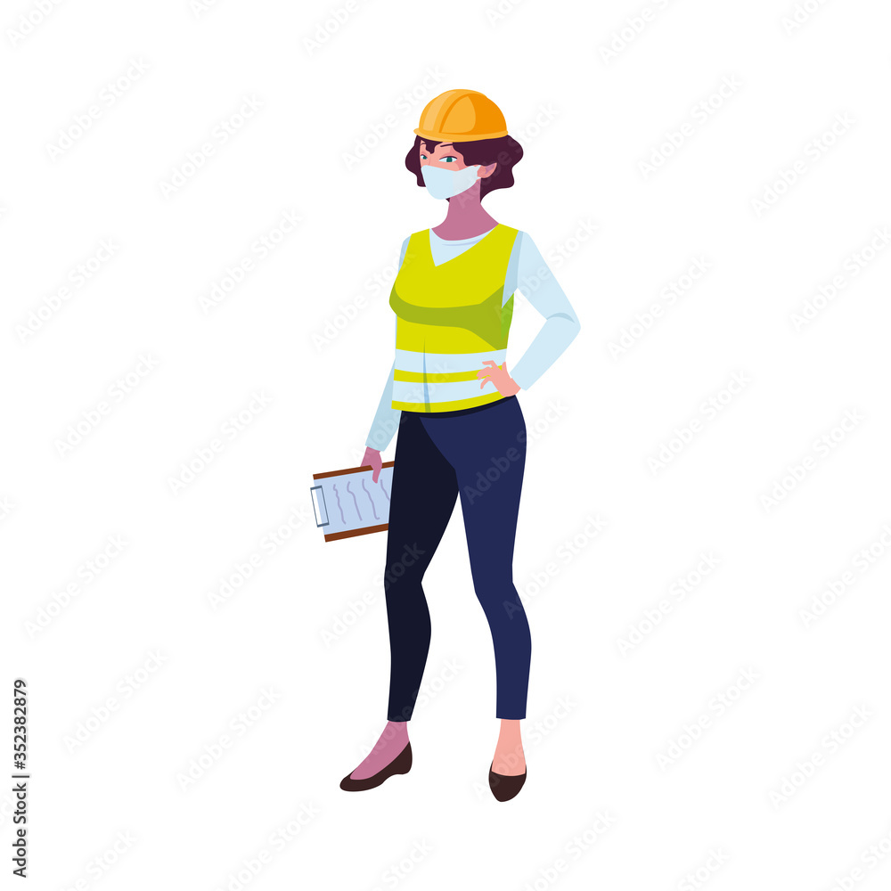 industrial worker woman wearing face mask industrial worker woman wearing face mask