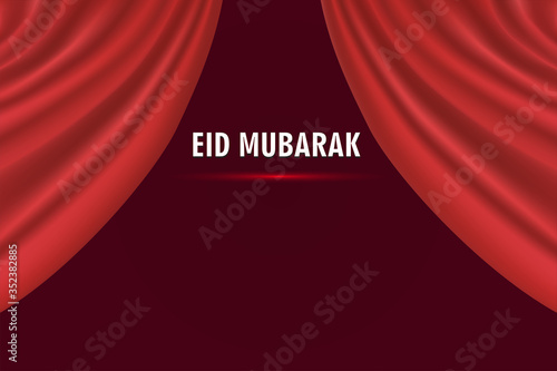 Eid Mubarak background red curtains are luxurious and elegant