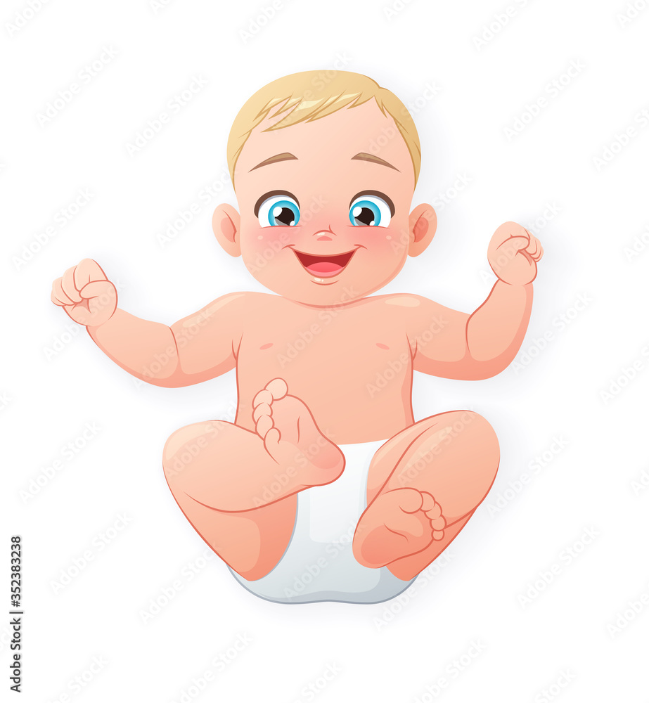Cute and happy little baby. Isolated vector illustration. Cute and happy little baby. Isolated vector illustration.