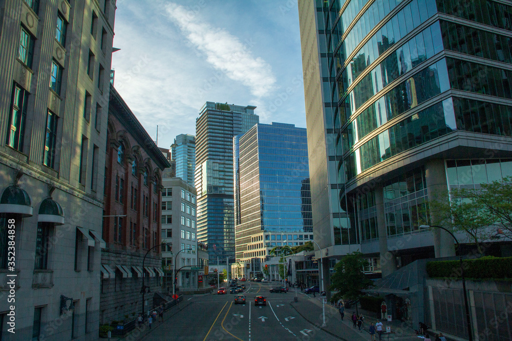 Vancouver city, the buildings, and the streets of the city. A pic of the city of Vancouver, a beautiful landmark.