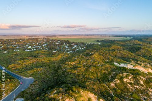 Venus Bay township at sunset - aerial view