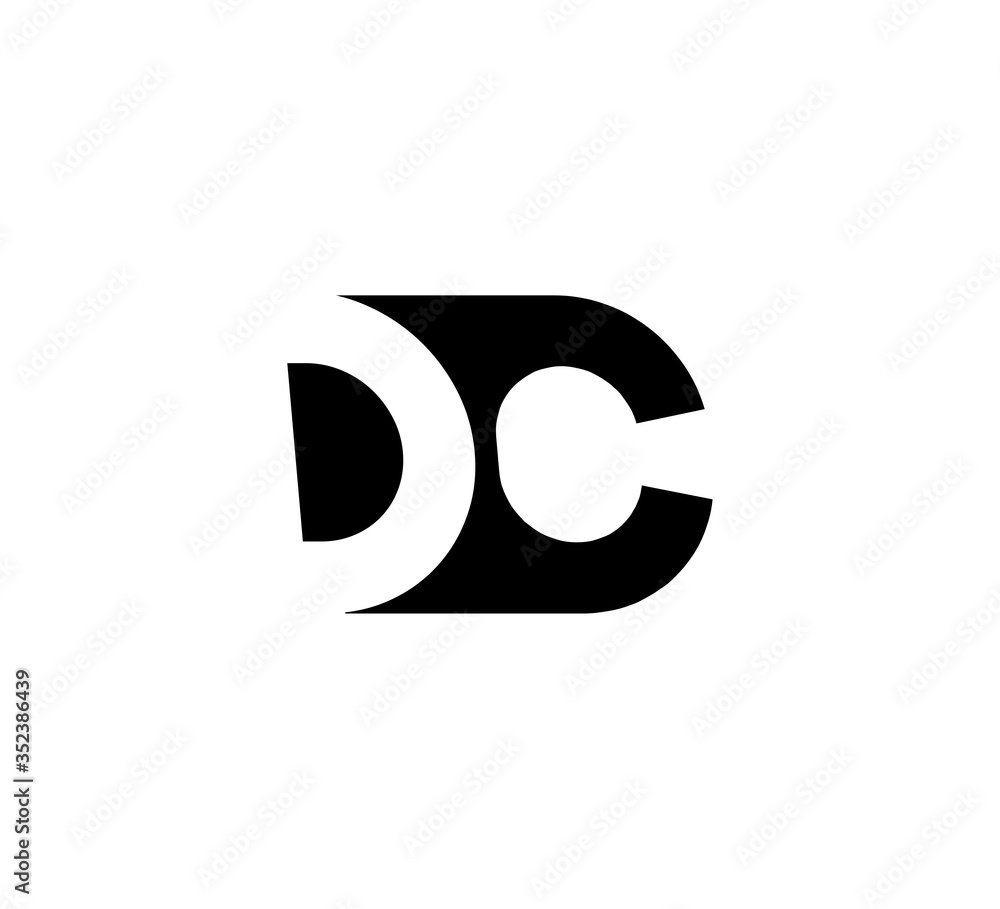 Initial letters Logo black positive/negative space DC Initial letters Logo black positive/negative space DC