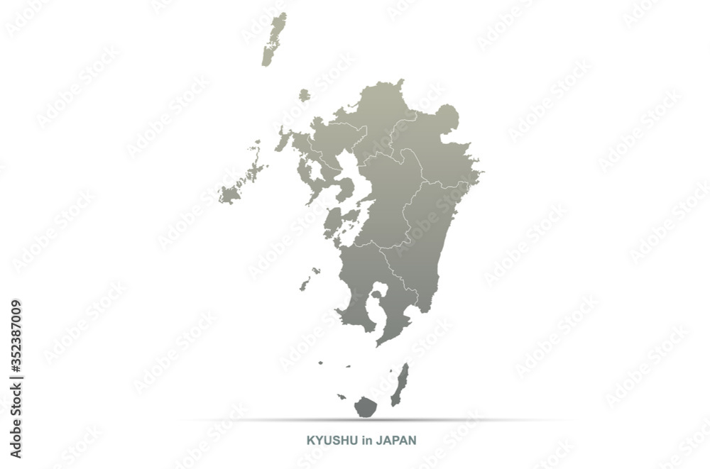 kyushu map. japan region vector map. Stock Vector | Adobe Stock