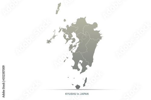 kyushu map. japan region ve...