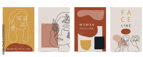Collection of woman background set with color.Editable vector illustration for website, invitation,postcard and sticker