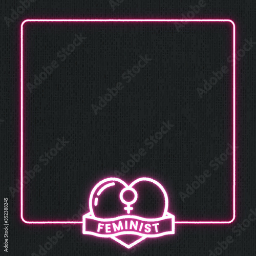 Feminine neon frame design resource vector
