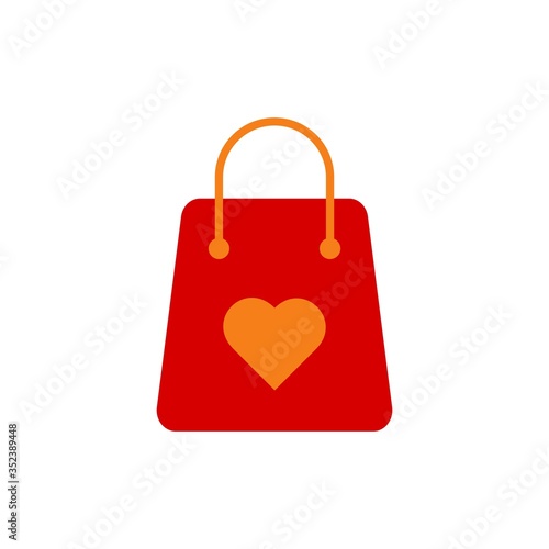 shopping bag love vector design template illustration