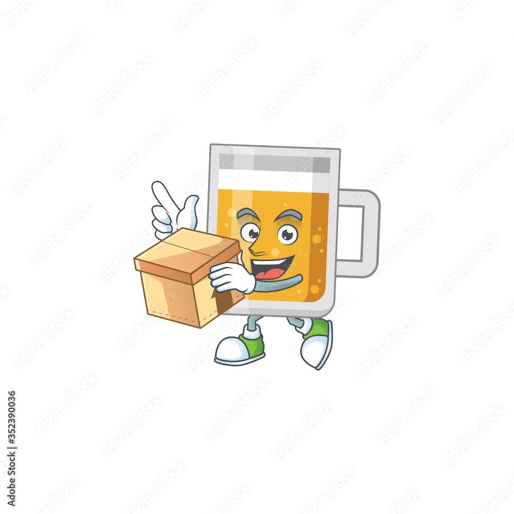cartoon design style of glass of beer having gift box cartoon design style of glass of beer having gift box