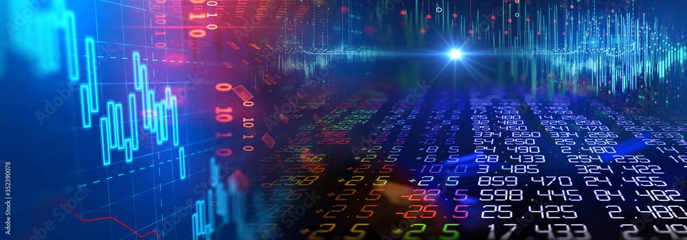 Banner Of Stock Market Investment Graph With Indicator And Volume Data 