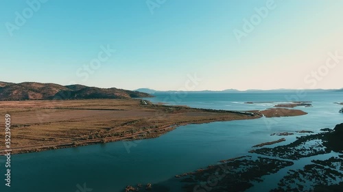 Aerial shot of beautiful panorama of Montenegro coast line