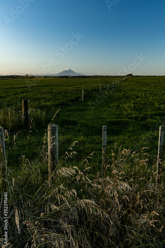 Volcano with farm landscape