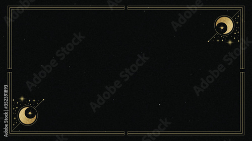 Mystical golden frame on black background vector