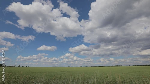timelapse video fast moving spring clouds in variable clouds on the steppe and river