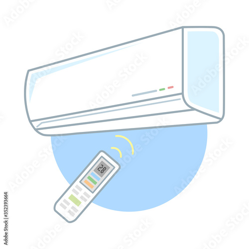 エアコン（クーラー）とリモコンのイラスト