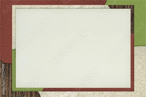 Frame on red and green collage patterned background vector