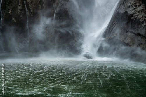 Waterfall New Zealand misty texture