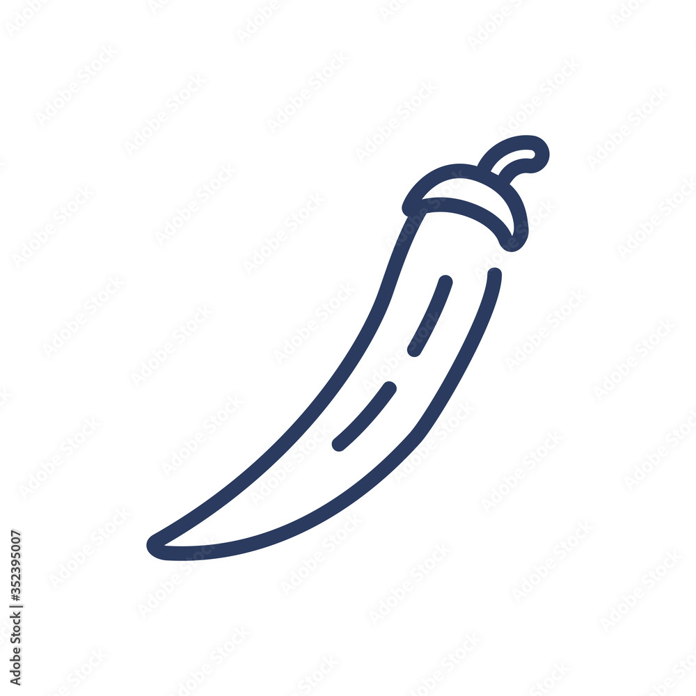Fototapeta premium Red pepper thin line icon. Vegetable, capsicum, cayenne isolated outline sign. Products and allergens concept. Vector illustration symbol element for web design and apps