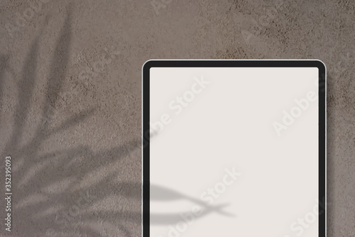 Digital tablet mockup on brown marble background vector