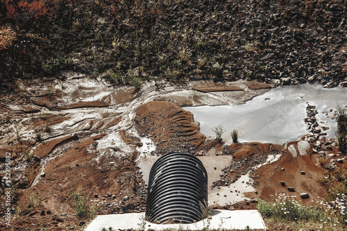 Dirty waste pipe at suburbia