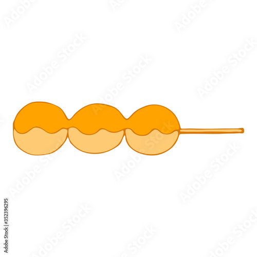 Hand drawn Japanese desserts, sweets, dango. Vector color illustration on a white background.