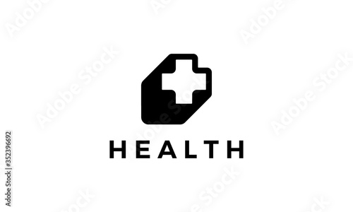 health plus sign logo design concept