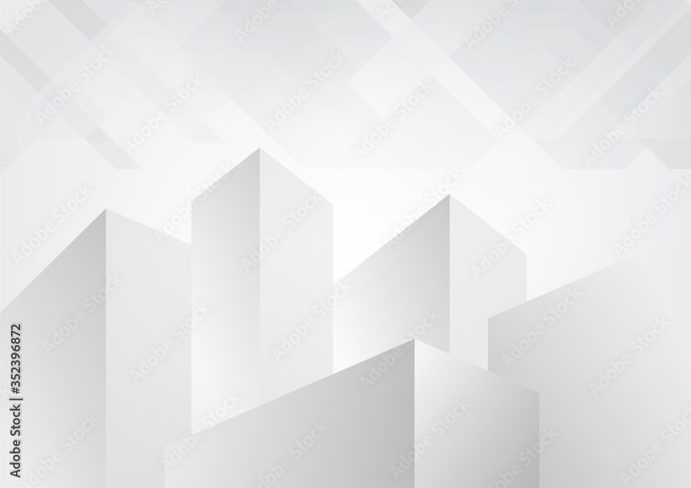 Grey and White Abstract background geometry shine and layer element concept building structure vector illustration.