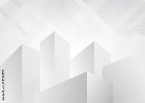 Grey and White Abstract background geometry shine and layer element concept building structure vector illustration.