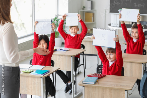 Children during math lesson...
