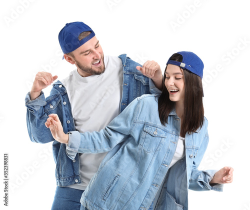 Happy young couple dancing ...