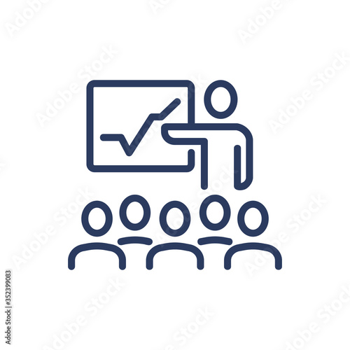 Wallpaper Mural Financial coach showing graphic thin line icon. Staff, training, employee isolated outline sign. Business communication concept. Vector illustration symbol element for web design and apps Torontodigital.ca